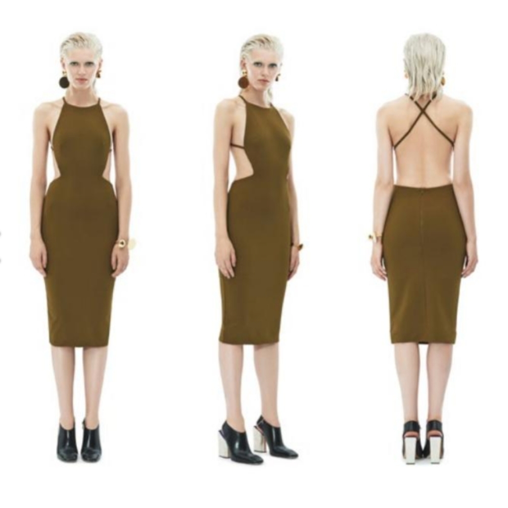 BB2. NWT SOLACE LONDON PHOEBE KNEE LENGTH DRESS IN KHAKI